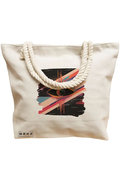 BEKZ Textile Bag With Zipper, Tote Bag, Probably Late For Something Model 38 X 34.5 Cm, ​​White, ®