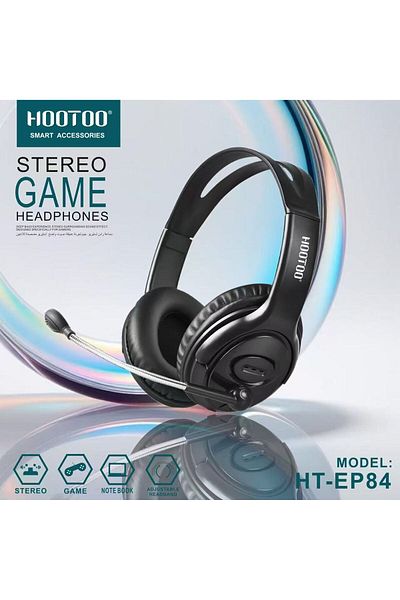 HooToo HOTO HT-EP84 Wired Gaming Headset - Pure Stereo Sound, High Sensitivity Microphone, and Foldable Design
