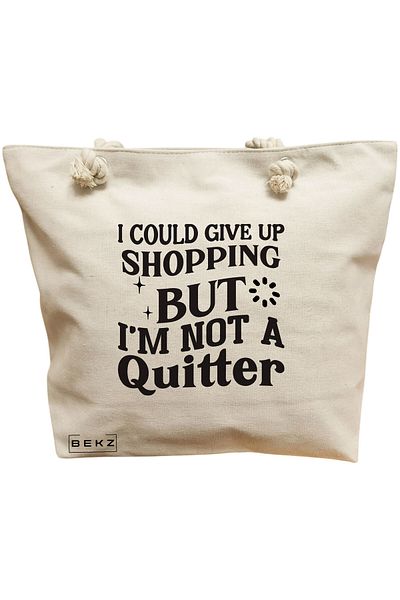 BEKZ Sacosa Textila Cu Fermoar, Geanta Tote, Model Sip And Style 5 38 X 34.5 Cm, Alb, ®
