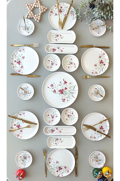 Borser Fushia Çiğdem 21 Piece Breakfast Set for 6 People