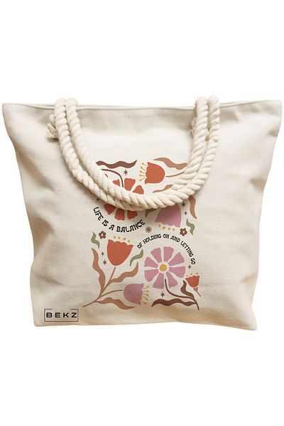 BEKZ Zippered Textile Bag, Tote Bag, Model I Thought I Was In A Bad Mood 38 X 34.5 Cm, ​​White, ®