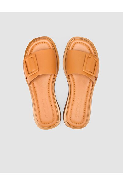 Cabani 100% Genuine Leather Tan Women's Slippers