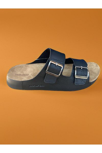 GEZER Men's Buckle Daily Leather Sole Slippers