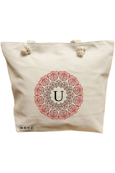BEKZ Textile Bag With Zipper, Tote Bag, Birdcage Blossom Model 38 X 34.5 Cm, ​​White, ®