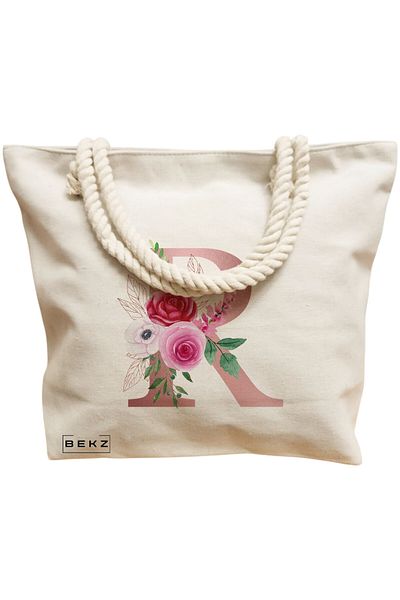 BEKZ Sacosa Textila Cu Fermoar, Geanta Tote, Model Happy Bee 38 X 34.5 Cm, Alb, ®