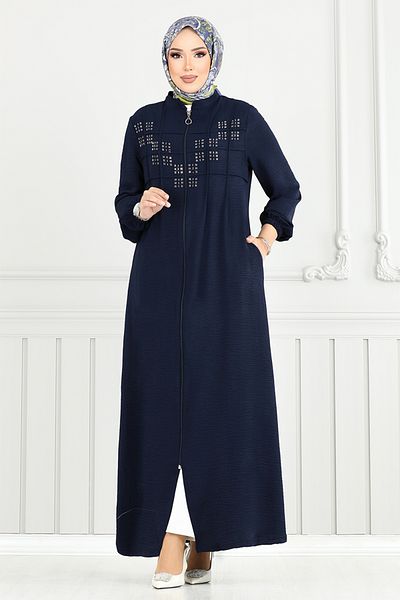 ModaMerve Nervür Detail Stone Ferace 355DVL897-M Navy