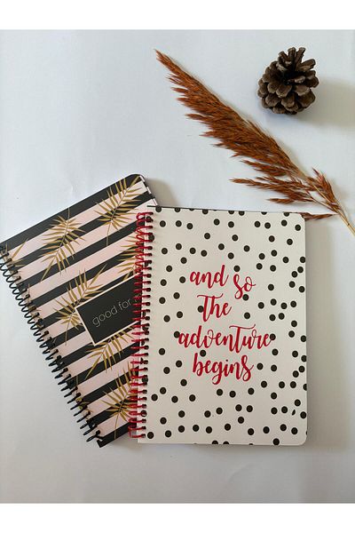 Adalinhome Atakids Lizy Striped Spiral School Notebook |   21 X 16cm |   100 Sheets (2Pcs)