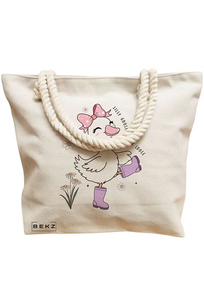 BEKZ Geanta de plaja, model Silly Goose 4, 40x51 cm, Crem, BEKZ®