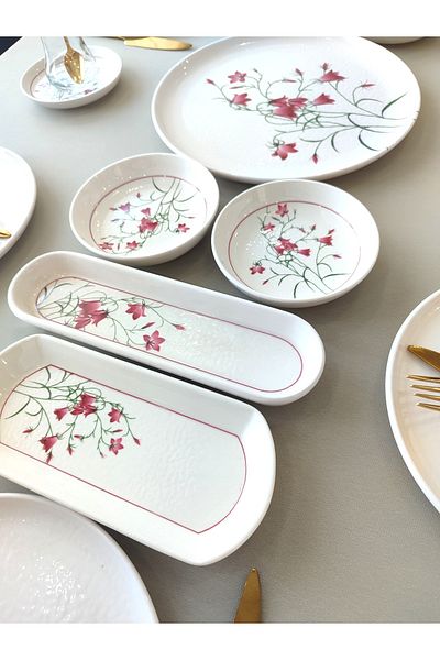 Borser Fushia Çiğdem 21 Piece Breakfast Set for 6 People