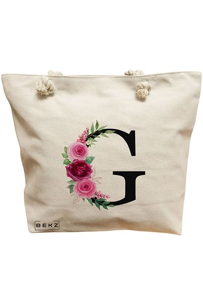 BEKZ Sacosa Textila Cu Fermoar, Geanta Tote, Model Sip And Style 6 38 X 34.5 Cm, Alb, ®
