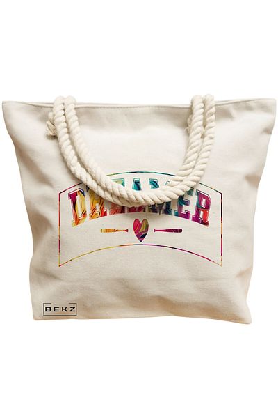 BEKZ Textile Bag With Zipper, Tote Bag, Flowers Model 14 38 X 34.5 Cm, ​​White, ®