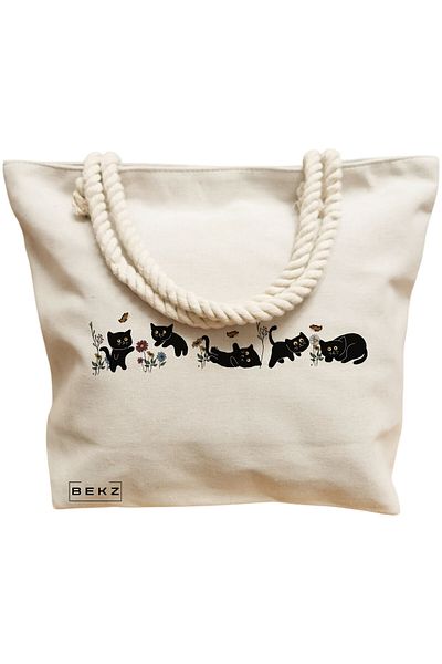 BEKZ Textile Bag With Zipper, Tote Bag, Model Labubu 24 38 X 34.5 Cm, ​​White, ®