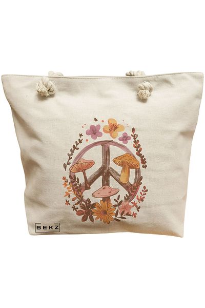 BEKZ Textile Bag With Zipper, Tote Bag, Flamingo Model 5 38 X 34.5 Cm, ​​White, ®
