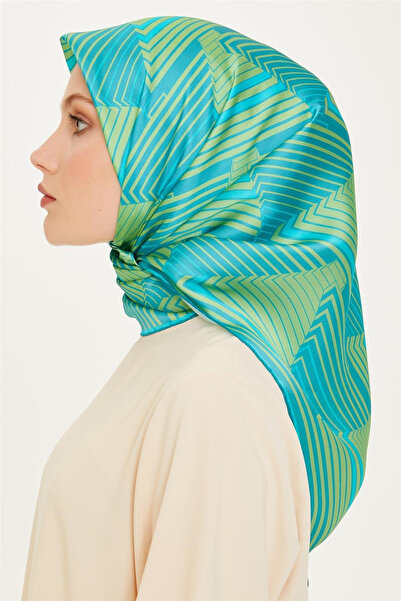 Armine Geometric Pattern Sura Pure Silk Scarf - 8834D (S)- 12