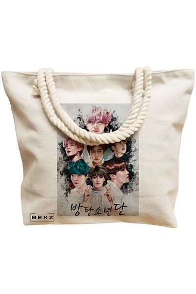 BEKZ Textile Bag With Zipper, Tote Bag, Stylish Ice Cream Model 38 X 34.5 Cm, ​​White, ®