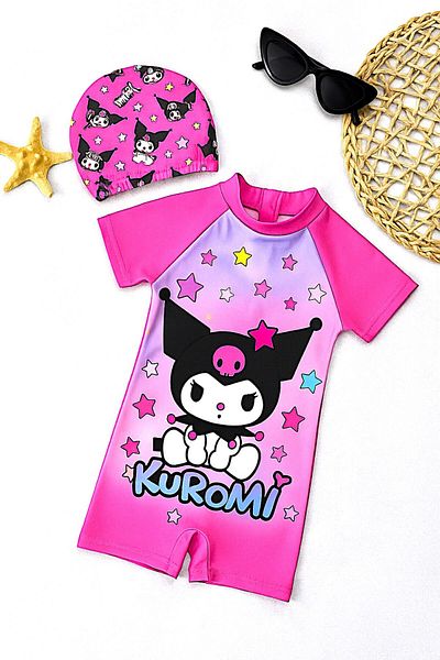 DeKuBaby New Season Cute Character Printed Uv Protection Girls' Jumpsuit Swimsuit with Quick Dry Feature