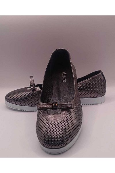 İDOL SHOES Genuine Leather Bow Flat Shoes