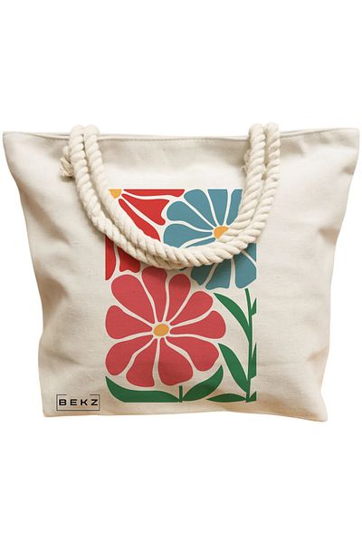 BEKZ Sacosa Textila Cu Fermoar, Geanta Tote, Model Respectfully 2 38 X 34.5 Cm, Alb, ®