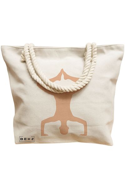 BEKZ Sacosa Textila Cu Fermoar, Geanta Tote, Model Flamingo 4 38 X 34.5 Cm, Alb, ®