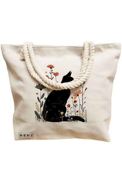 BEKZ Sacosa Textila Cu Fermoar, Geanta Tote, Model I Dont’t Give A Duck 38 X 34.5 Cm, Alb, ®