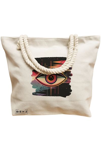 BEKZ Textile Bag With Zipper, Tote Bag, Model She’s Got A Book For Every Situation 38 X 34.5 Cm, ​​White
