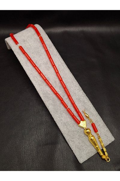 Han Ticarethane Gold Color Combination Cut Coral Prayer Beads
