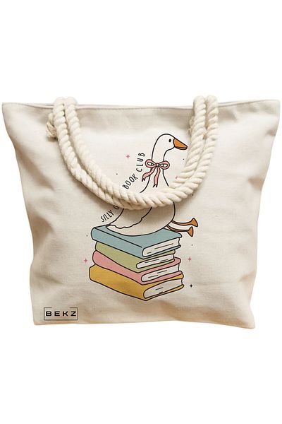 BEKZ Textile Bag With Zipper, Tote Bag, Model Helping Little Minds Grow, 38 X 34.5 Cm, ​​White, ®