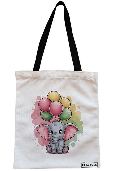 BEKZ Textile Bag With Zipper, Tote Bag Travel Girl 17, 38x34.5 Cm, ​​White, ®