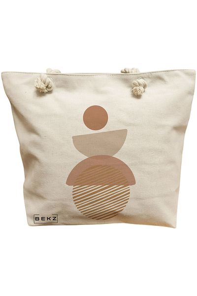 BEKZ Beach bag, Geometric Balance model, 40x51 cm, Cream, BEKZ®