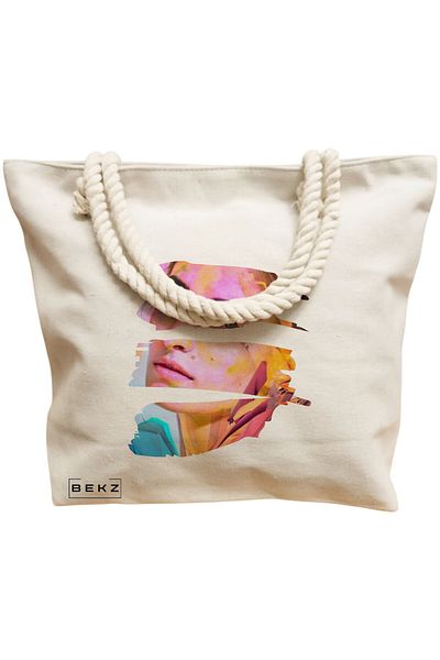 BEKZ Textile Bag With Zipper, Tote Bag, Model The Bookie Girl 31 38 X 34.5 Cm, ​​White, ®