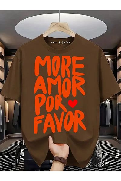 New Shine More Amor Por Favor Printed Large Size Oversize T-Shirt