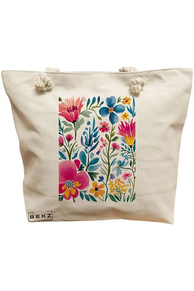 BEKZ Textile Bag With Zipper, Tote Bag, Model Labubu 2 38 X 34.5 Cm, ​​White, ®