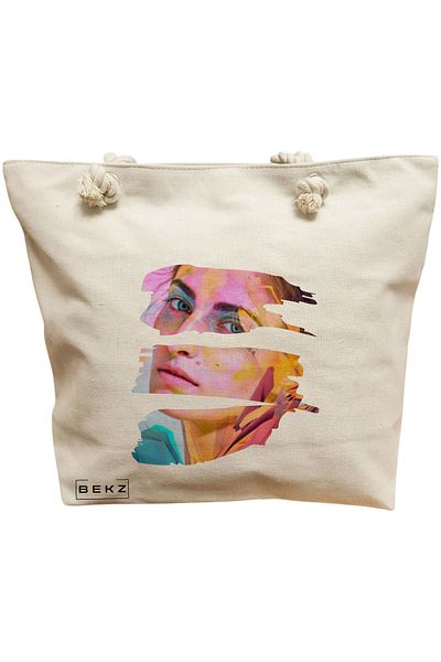 BEKZ Textile Bag With Zipper, Tote Bag, Model The Bookie Girl 31 38 X 34.5 Cm, ​​White, ®