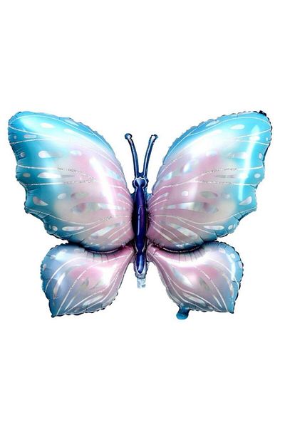 DODOMAR Foil Balloon Big Blue Butterfly 74X100 Butterfly Themed Birthday Balloon