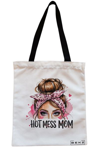 BEKZ Sacosa Textila Cu Fermoar, Geanta Tote Boho Style 17, 38x34.5 Cm, Alba, ®