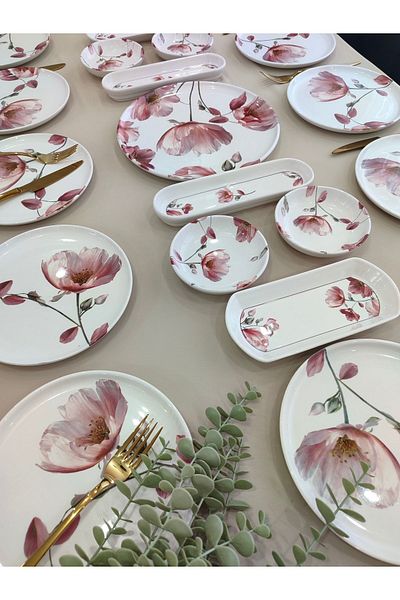 Borser Charming Rose 12 Person 21 Piece Breakfast Set