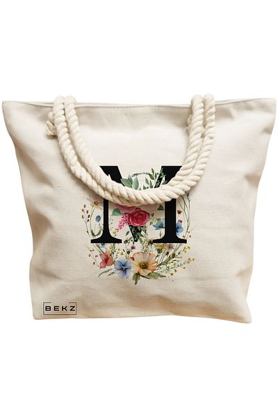 BEKZ Sacosa Textila Cu Fermoar, Geanta Tote, Model Sun Faces 10 38 X 34.5 Cm, Alb, ®