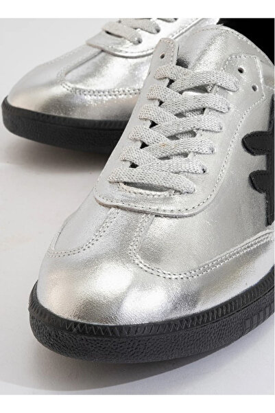 Afilli Femei Argintiu Negru Piele autentică Talpă plată subțire Pantofi de zi cu zi Pantofi sport pentru mers pe jos