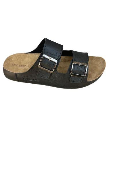 GEZER Men's Genuine Leather Sole Anatomical Double Buckle Slippers