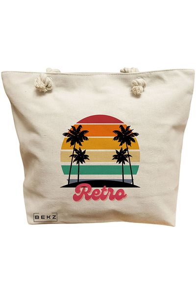 BEKZ Textile Bag With Zipper, Tote Bag, Foxy And Flowers Model 38 X 34.5 Cm, ​​White, ®