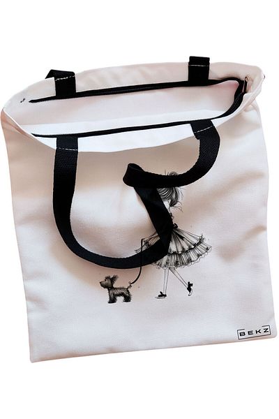 BEKZ Textile Bag With Zipper, Tote Bag, Model Bts Army 2, 38x34.5 Cm, ​​White, ®