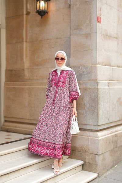 LOCCO Rochie de damă cu motiv palat fucsia