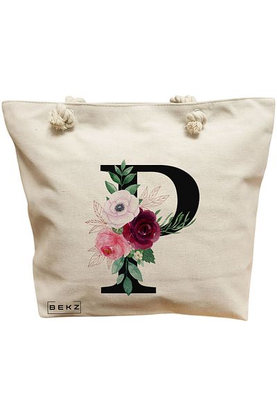 BEKZ Textile Bag With Zipper, Tote Bag, Model The Bookie Girl 5 38 X 34.5 Cm, ​​White, ®