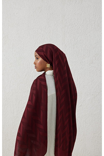 VALORSCARF Valor balıksırtı desen şal kızılcık