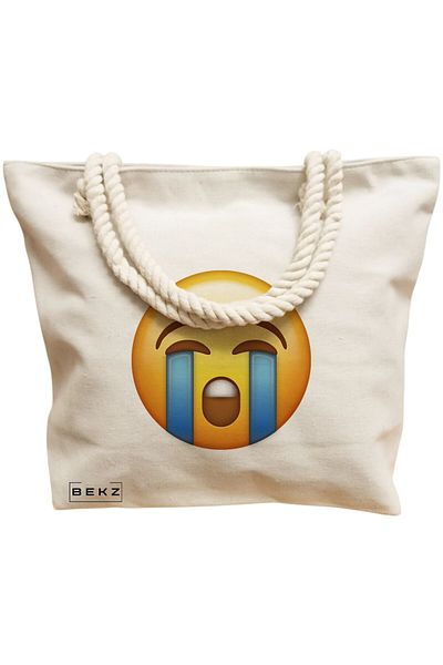 BEKZ Sacosa Textila Cu Fermoar, Geanta Tote, Model Books 39 38 X 34.5 Cm, Alb, ®