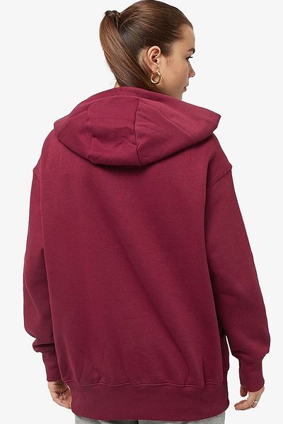 Nike Îmbrăcăminte sport Phoenix Fleece Pulover oversize Hanorac pentru femei cu glugă, cu croiala lejeră, roșu Claret