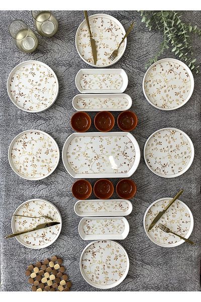 Borser Gold Eliz 19 Piece Breakfast Set for 8 Persons