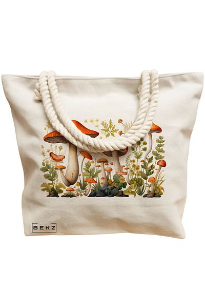 BEKZ Textile Bag With Zipper, Tote Bag, Flamingo Model 38 X 34.5 Cm, ​​White, ®