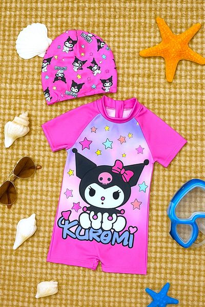 DeKuBaby New Season Cute Character Printed Uv Protection Girls' Jumpsuit Swimsuit with Quick Dry Feature
