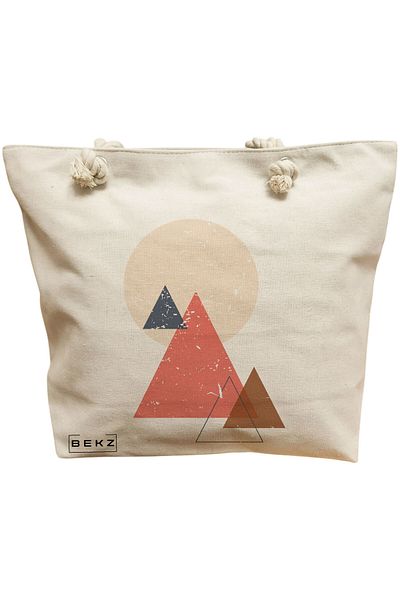 BEKZ Textile Bag With Zipper, Tote Bag, Books And Hearts Model 38 X 34.5 Cm, ​​White, ®